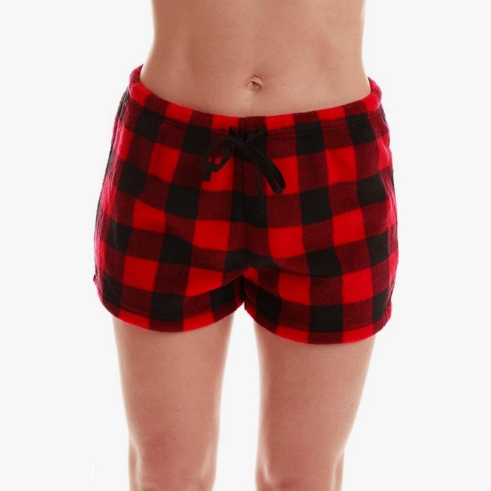 Women's Plush Plaid Flannel Pajama Shorts - Picture 8 of 10